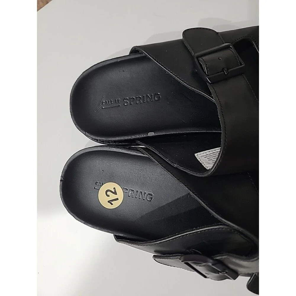 Call It Spring Men's 12 Black Double Strap Sandals Faux Birkenstock Sandals NWD